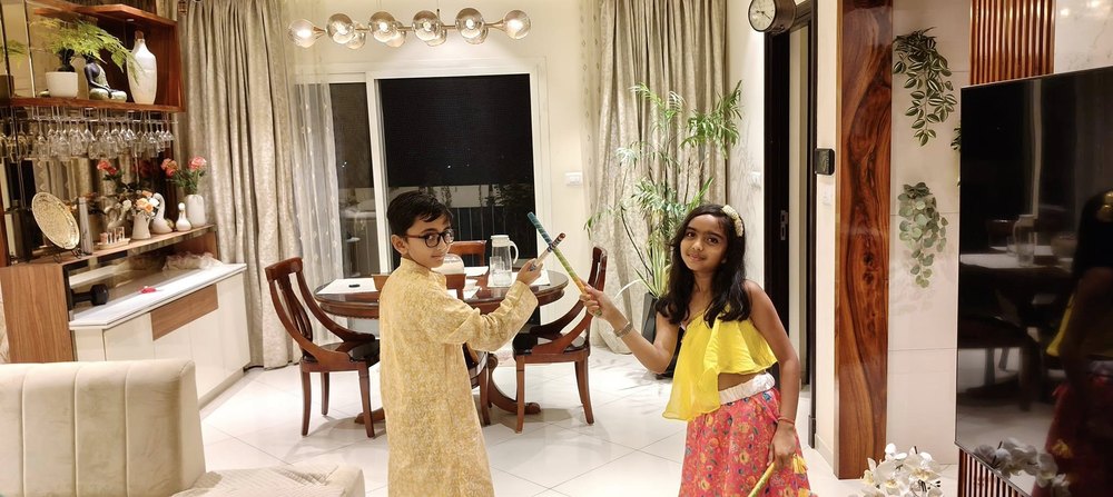 Little ones ready for Dandiya