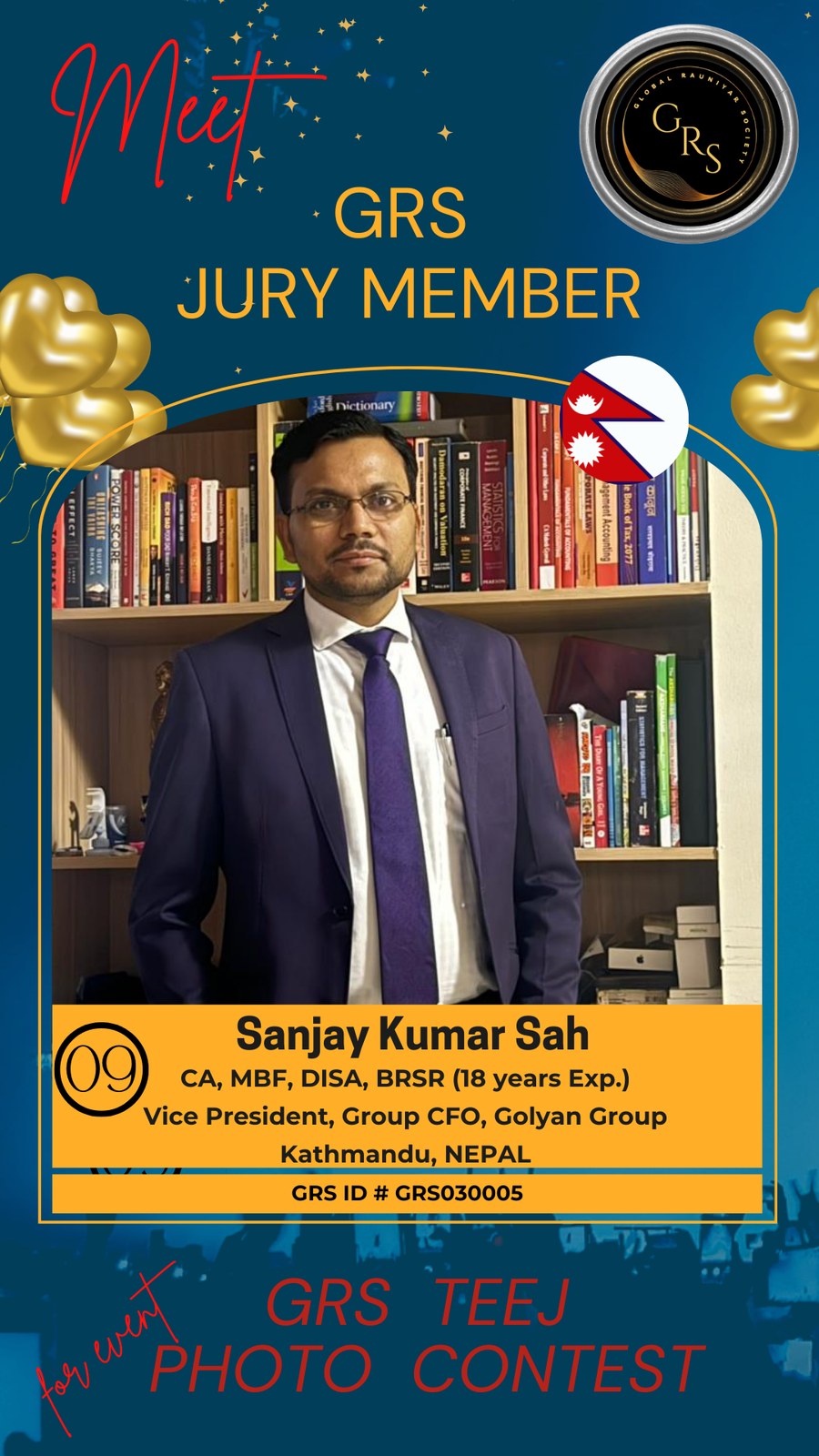 GRS Jury Member 09 — Sanjay Kumar Sah, Group CFO, Golyan Group