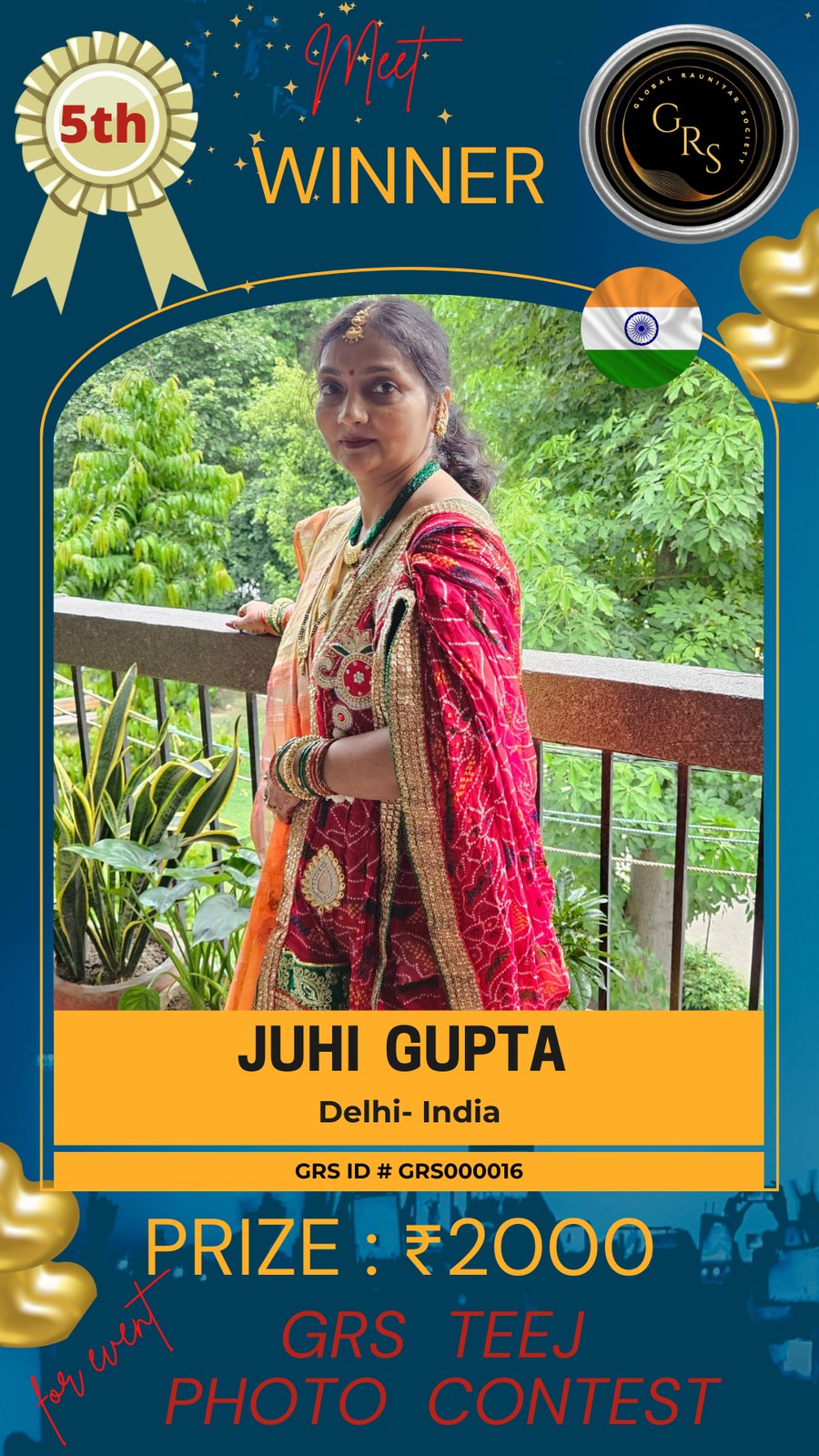 Mrs. Rauniyar Season1 — 5th Winner — Juhi Gupta, Delhi (Prize ₹2,000)