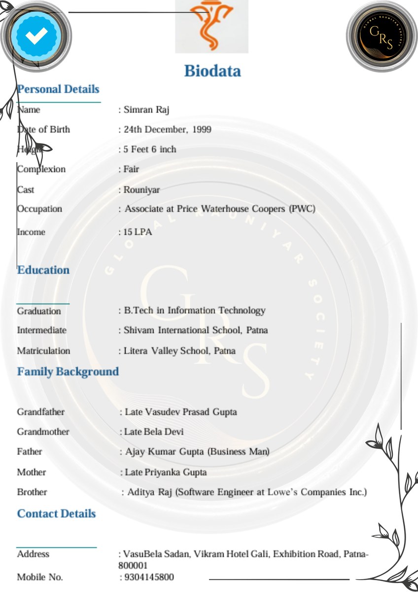 Simran Raj biodata