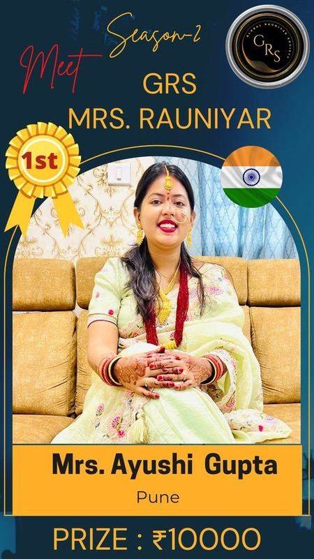Ayushi Gupta — GRS Mrs. Rauniyar Season-2, 1st Place