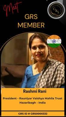 Rashmi Rani — GRS Bronze Member ID Card