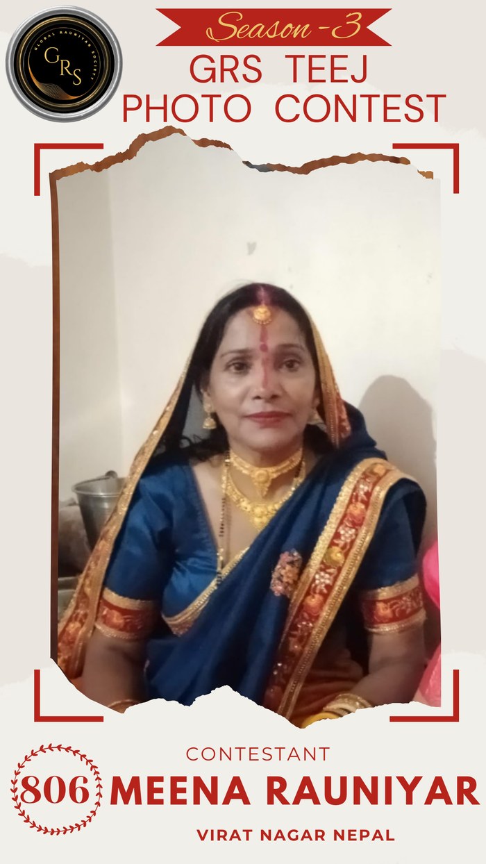 Meena Rauniyar — Mrs. GRS's TEEJ Photo Contest Season-3 Contestant