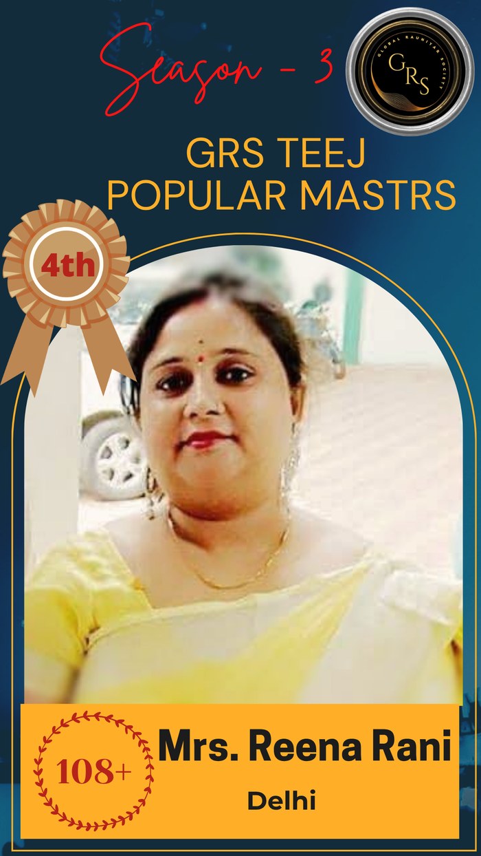 Reena Rani, Delhi — 4th, GRS Popular Master Winner, Teej Contest Season-3