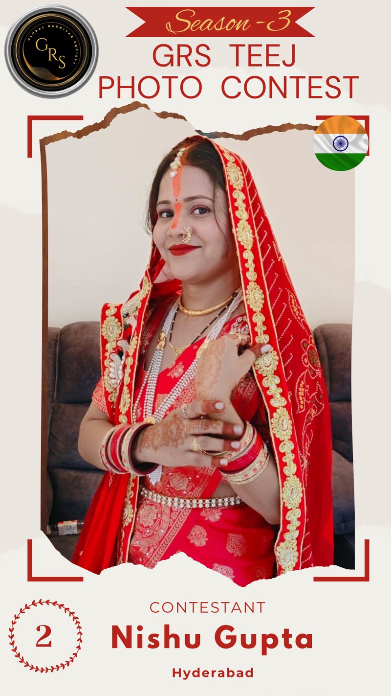 Nishu Gupta — TOP 20 Position-11, Mrs. GRS's TEEJ Photo Contest Season-3 (Votes=541, Percentile score=33.623)