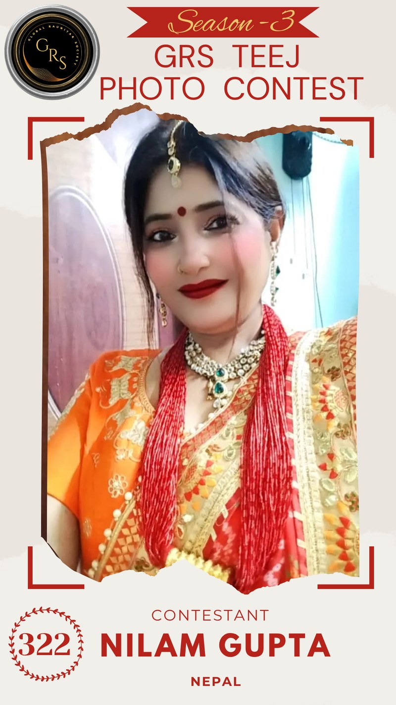 Nilam Gupta — TOP 20 Position-15, Mrs. GRS's TEEJ Photo Contest Season-3 (Votes=425, Percentile score=26.413)