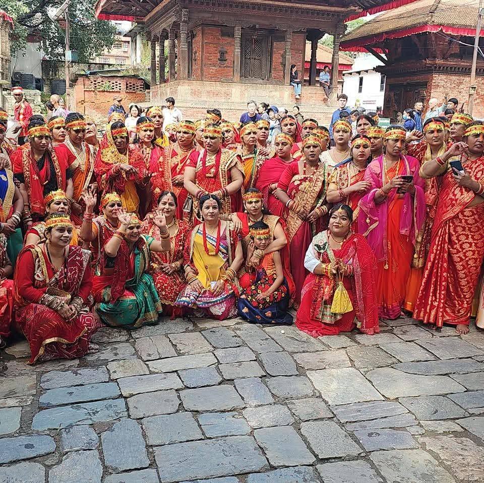 Members at the temple during Sanskritik puja, Kathmandu